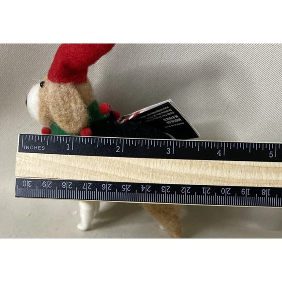 Beagle Felted Wool Christmas Holiday Tree Dog Ornament Santa Hat w/Scarf NEW - Picture 4 of 4